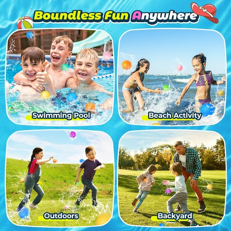 Reusable Water Balloons - 12 Pack Eco-Friendly Pool Toys for Kids | Perfect for Summer Fun Ages 3-12