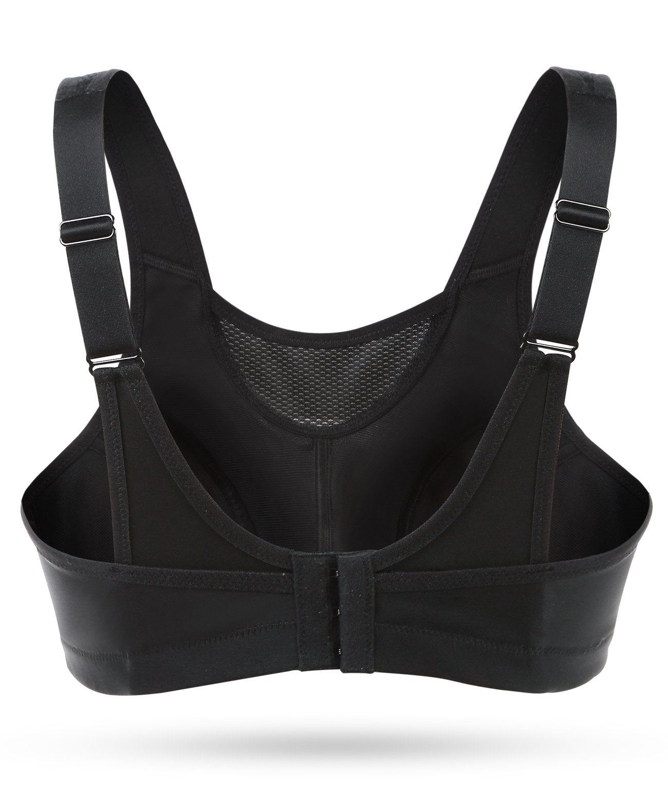 Wingslove Women's Full Coverage High Impact Wirefree Workout Non Padded Sports Bra Bounce Control (Black,38DD)