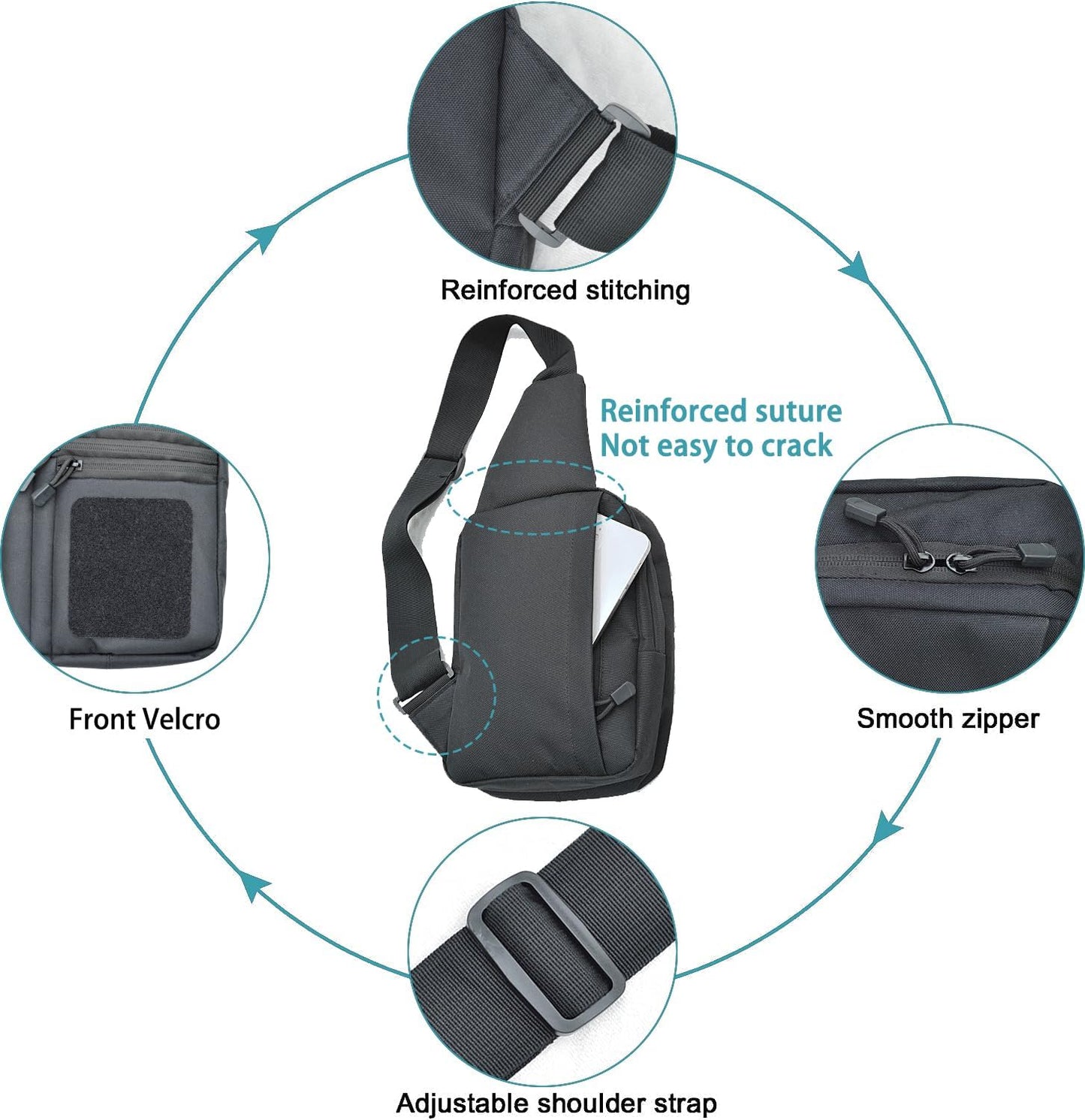 GAZJYUSP Small tactical concealed carry shoulder sling bag for men women Concealed carry crossbody bag with holster Personal pocket(Black)