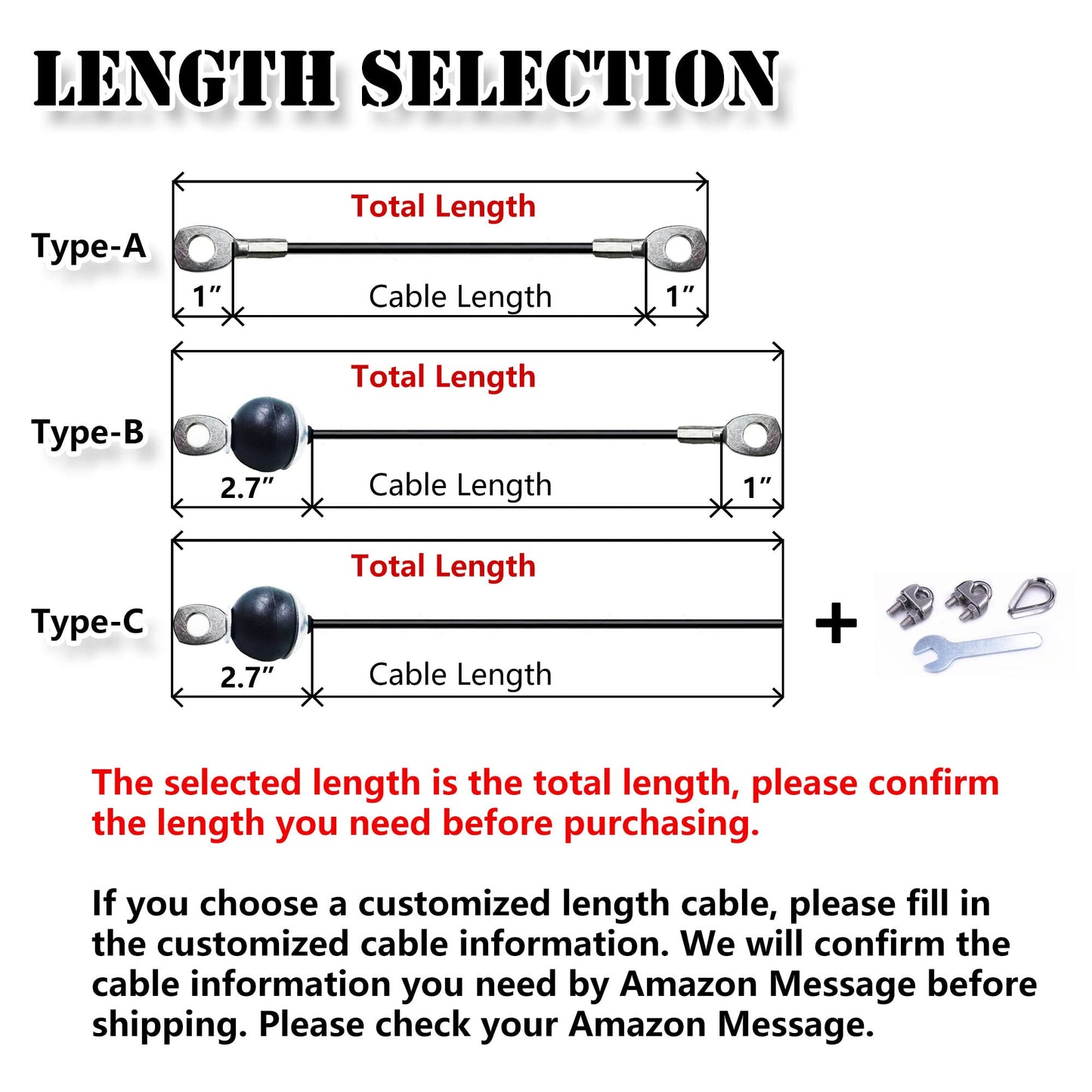 J Bryant Fitness Gym Replacement Cable Fitness Pulley Cable Thick 0.2inch/5mm Heavy Duty Steel Wire Rope for Home Gym Cable Pulley Attachments Machine Accessories (Type-B, 55")