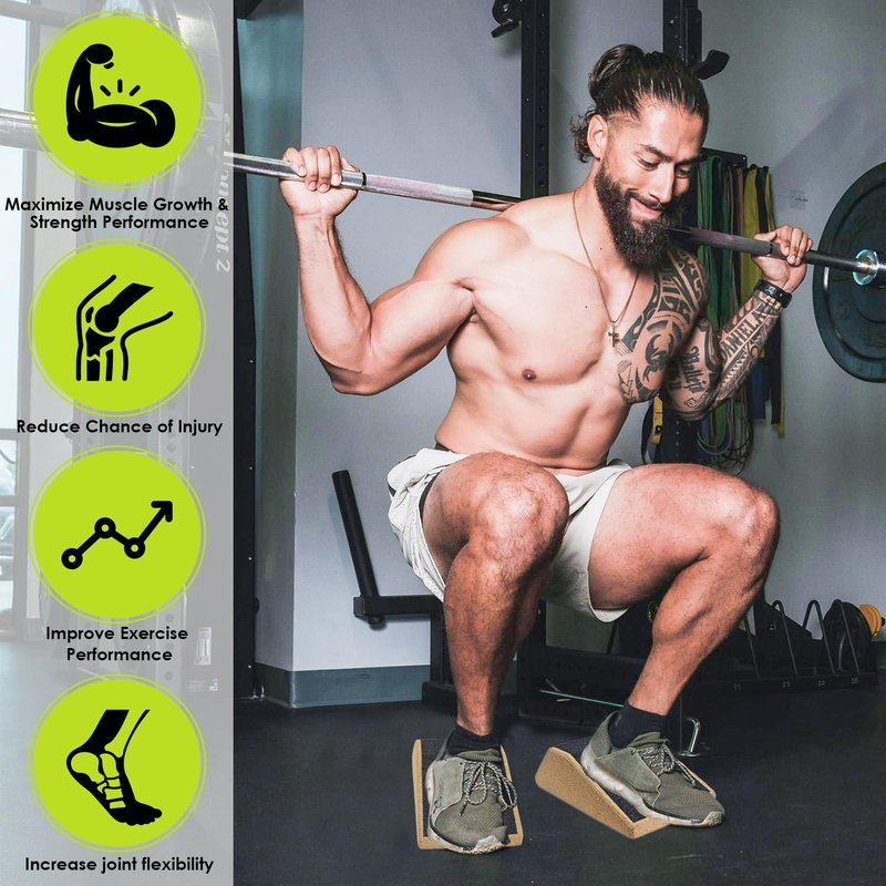 Socpuro 2Pcs Cork Squat Wedge Block, Non-Slip Slant Boards, Ramp Platform for Elevate Heels and Squat Support