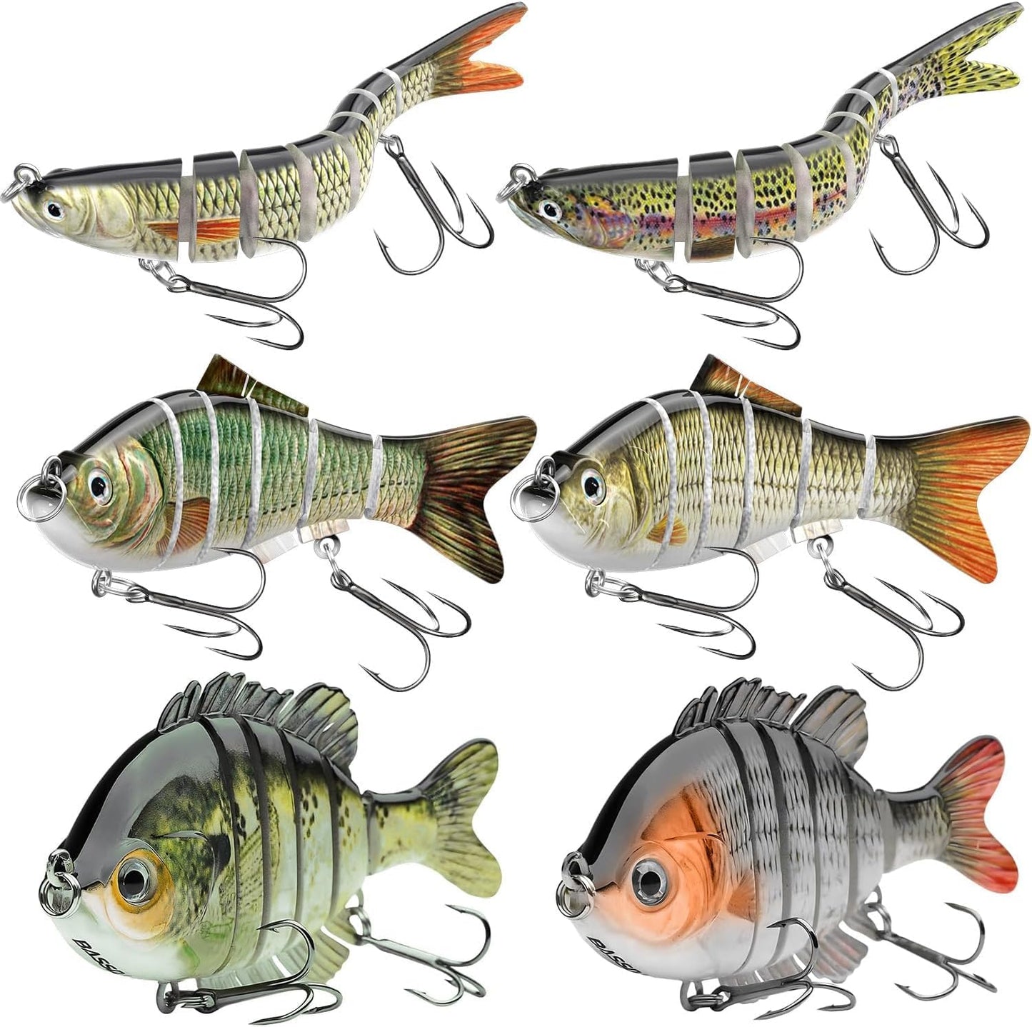 Fishing Lures 6-Pack - Lifelike Jointed Swimbait for Freshwater & Saltwater | Ideal for Bass, Trout, Walleye