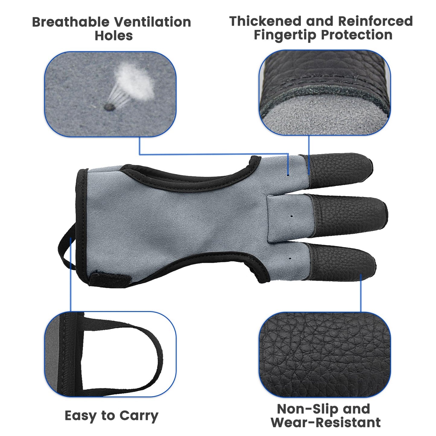 Seektop Archery Gloves Shooting Hunting Leather Three Finger Protector