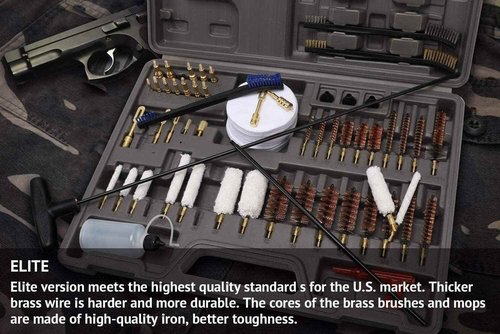 GLORYFIRE Elite Gun Cleaning Kit, Handgun Shotgun Pistol Universal Cleaning Kit with All Brass High-end Brushes, Jags, Reinforced and Lengthened Rods