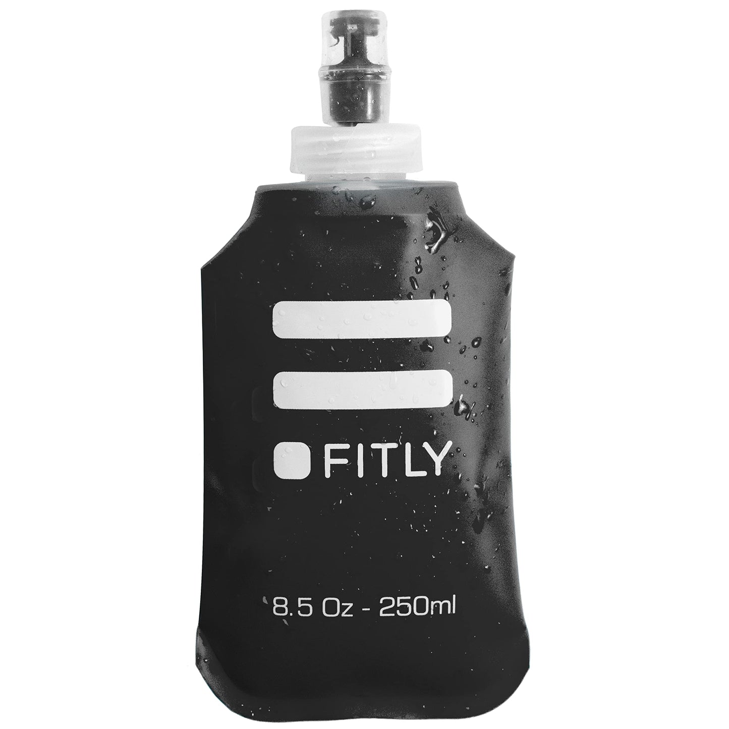 FITLY Soft Flask - 8.5 oz (250 ml) - Shrink As You Drink Pocket Soft Water Bottle for Hydration Pack/Running Vest- Folding Water Bottle for Running, Hiking, Cycling - Ski Water Bottles (FLASK250)