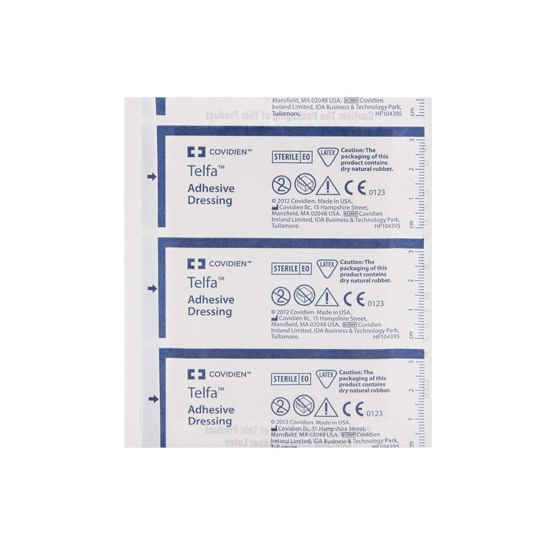 Covidien 7643 Telfa Adhesive Dressing, Sterile 1's Peel-Back Package, 3" x 4" Size, Pack of 100