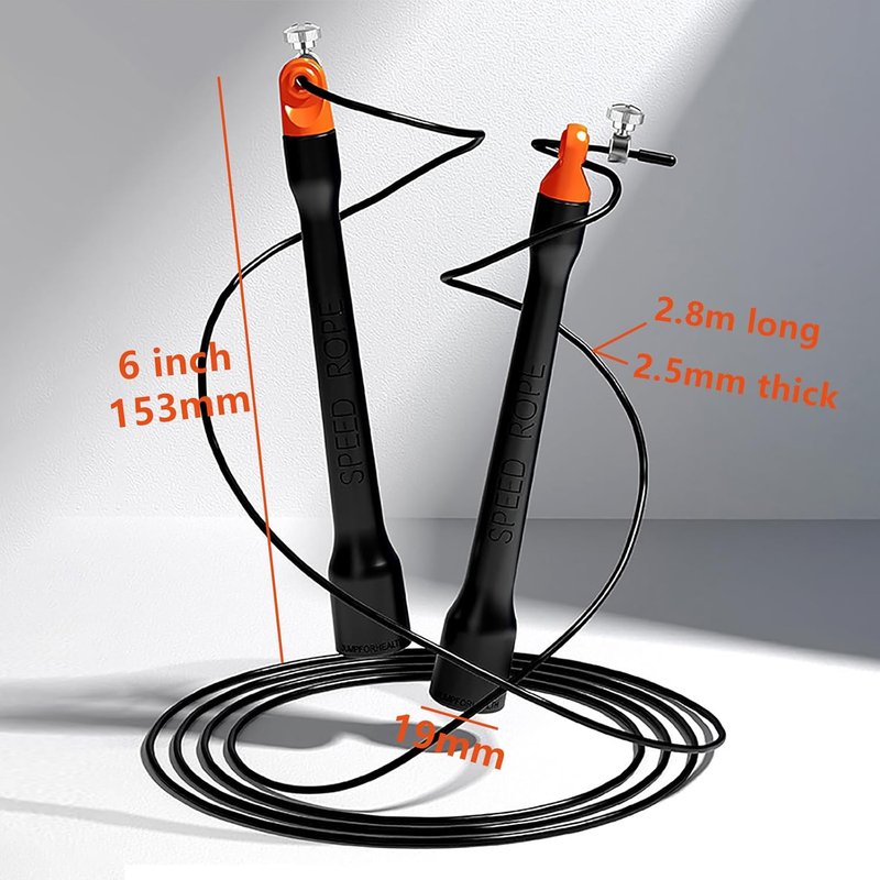 Ultra-Light Speed Jump Rope - Ergonomic Black Handles, Adjustable PVC Cable for Cardio & CrossFit Training