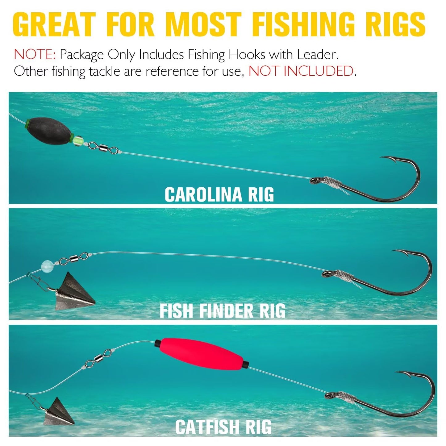 Dovesun 10PCS Pre-Rigged Catfish Rig Octopus Hooks Rigs Offset Circle Hooks for Catfish Fishing in Saltwater Freshwater 4/0