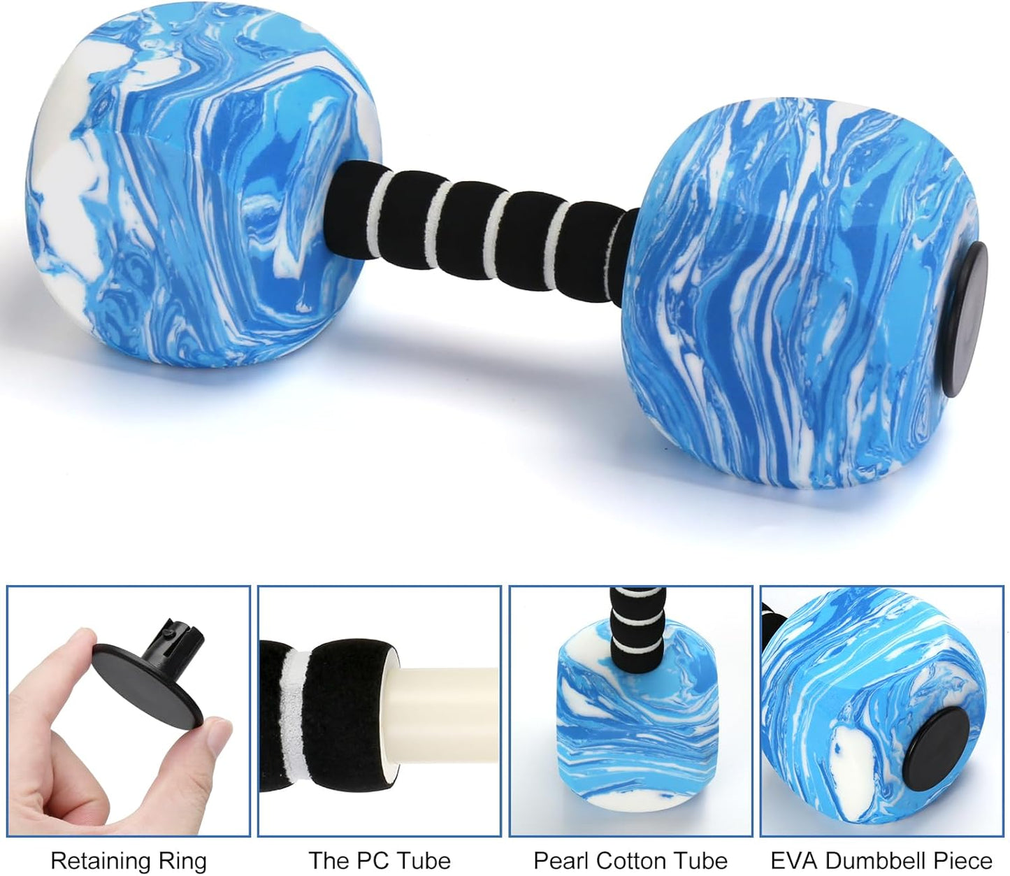 Water Dumbbells - 2-Pack EVA Foam Aquatic Exercise Barbells for Men, Women & Youth | Perfect for Water Workouts