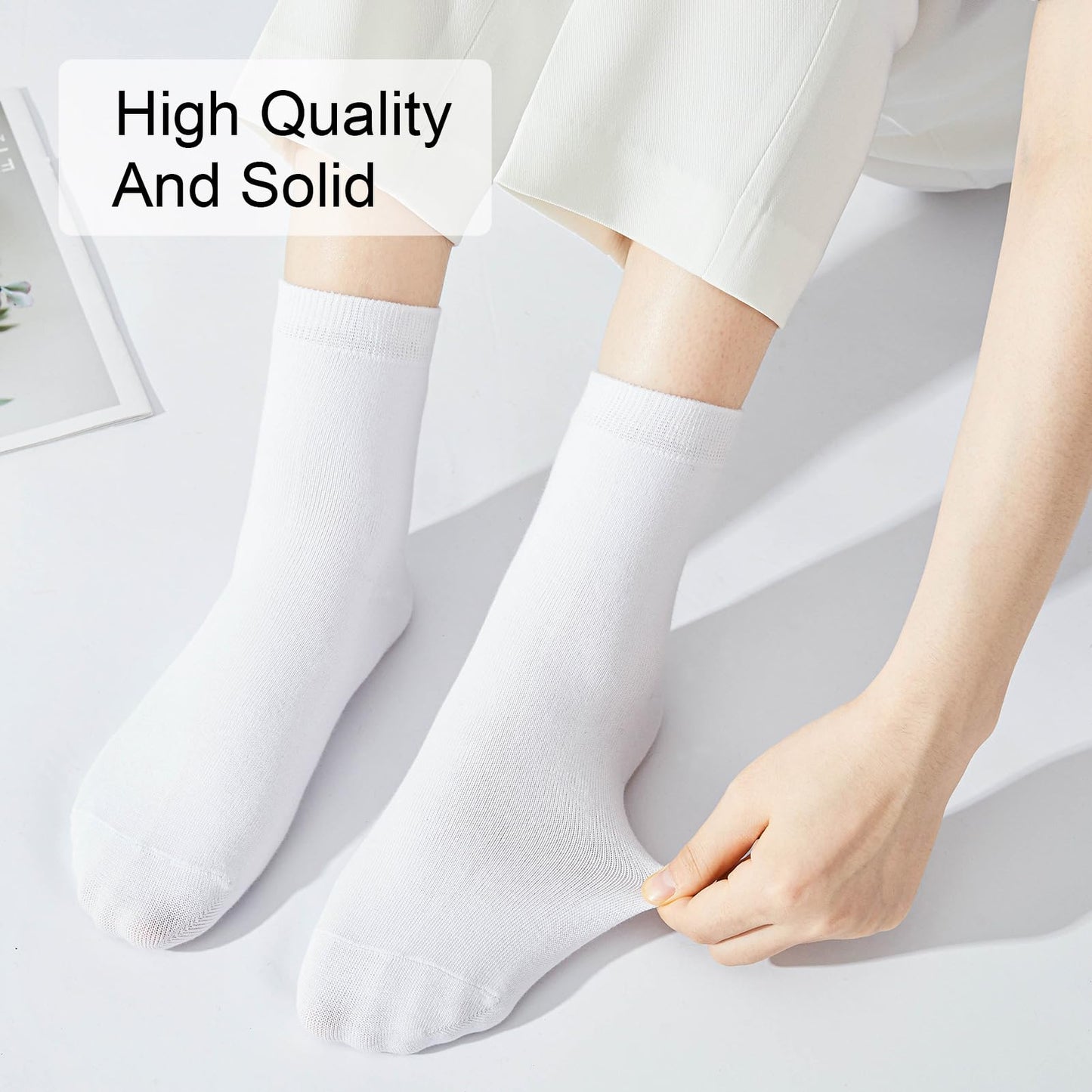 J-BOX Women's Cotton Crew Socks Above Ankle Socks, Lightweight Socks for Women Socks Multicolors Casual Socks