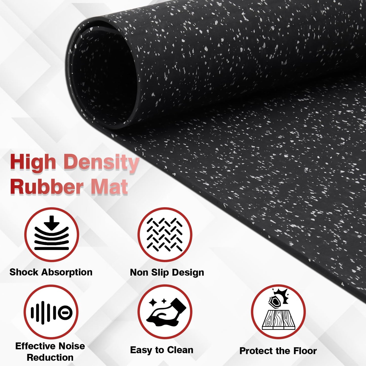 EnamelEVO Treadmill Mat for Hardwood Floors - 100% Recycled Rubber Mat for Home Gym Flooring, Durable Workout Fitness Mats, Walking Pad Exercise Bike Equipment Mat, Non-Slip 0.16" Thick, Grey