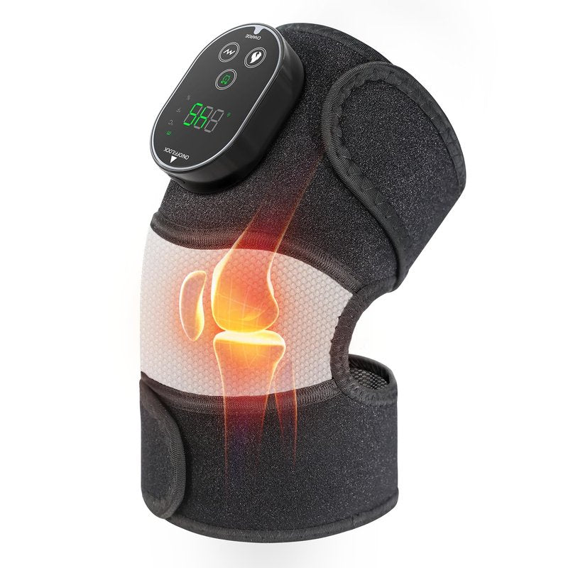 Cordless Heated Knee Massager, FSA Eligible 3-in-1 Wearable Wrap for Knee, Elbow and Shoulder, Rechargeable Heat and Vibration Massager, 6 Heat Levels, 3 Massage Modes