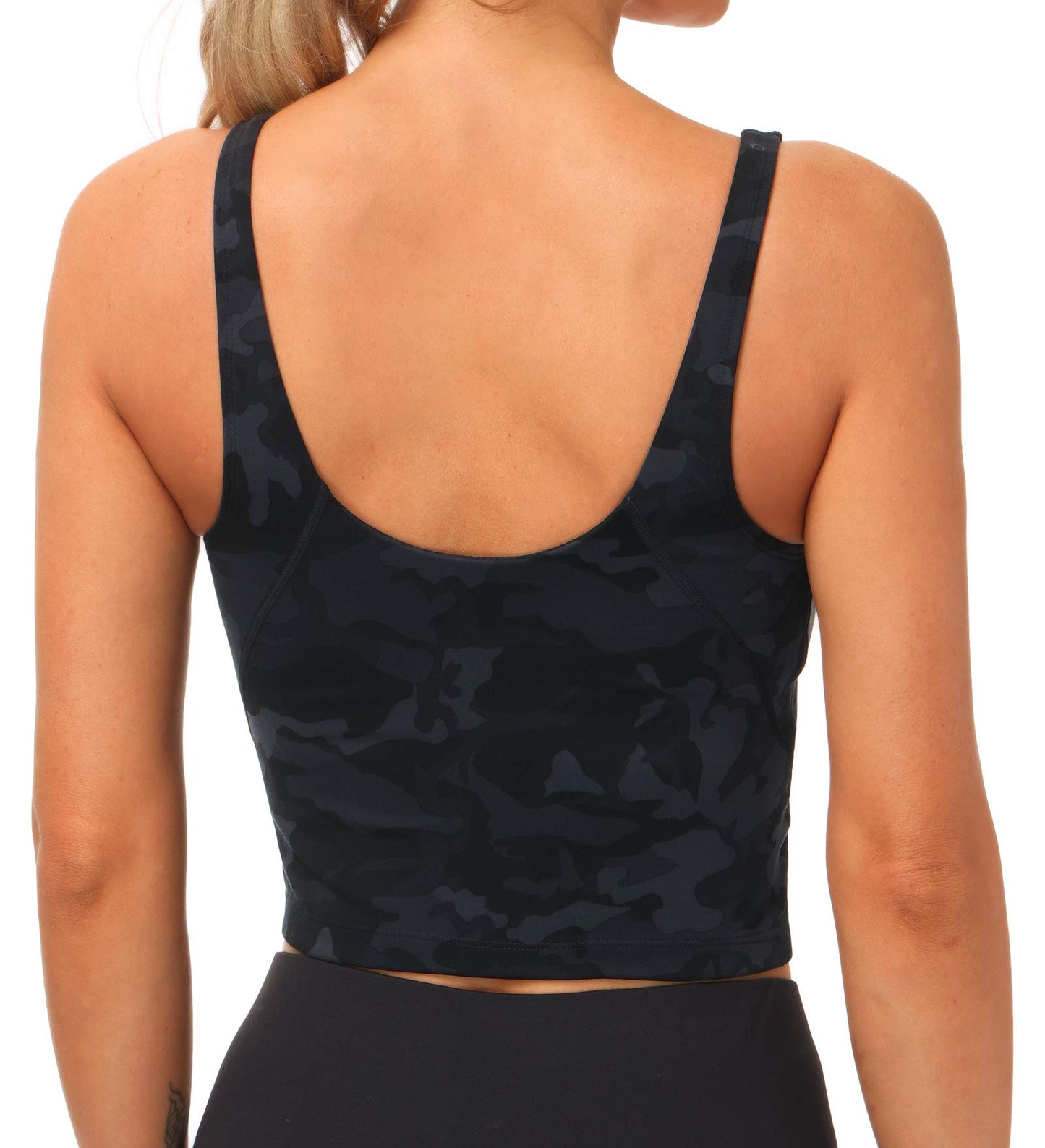 THE GYM PEOPLE Womens Camo Longline Sports Bra Wirefree Padded Medium Support Yoga Bras Gym Running Workout Tank Tops