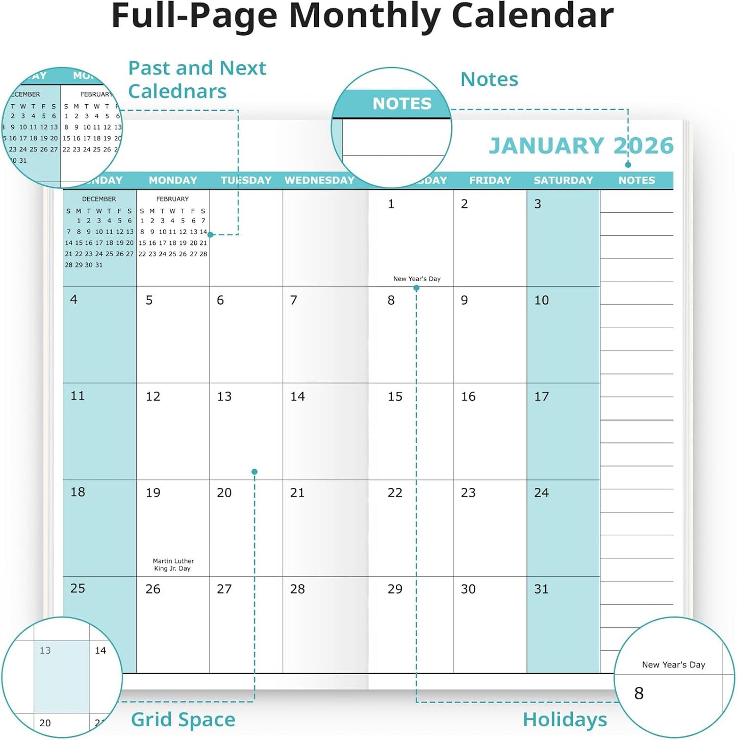 Pocket Calendar 2026-2027 | Two-Year Monthly Planner for Purse | Compact Size 6.5" x 3.5" - Black