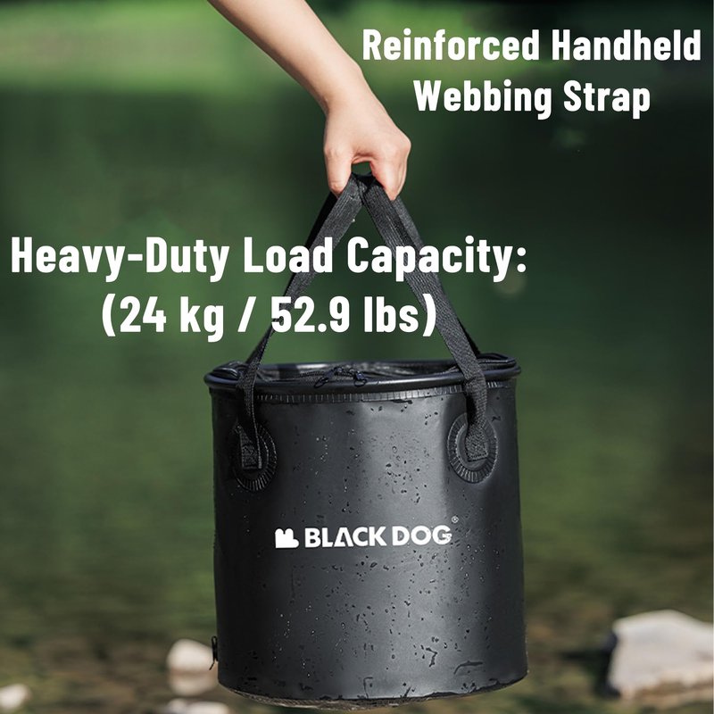 Blackdog 5 Gallon Camping Folding Bucket with Water Outlet & Lid, 20L Lightweight Folable Water Container with Handle, Water Storage Wash Basin for Travelling, Camping, Hiking, Fishing