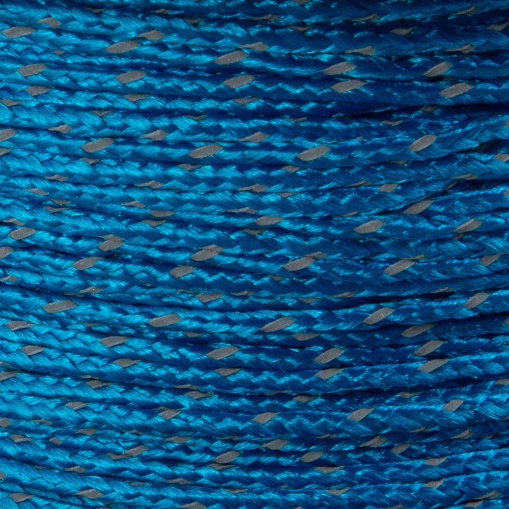 Micro Paracord - Thin Braided Crafting Cord for Fishing & DIY Projects | 125 ft Reflective Colonial Blue Spool