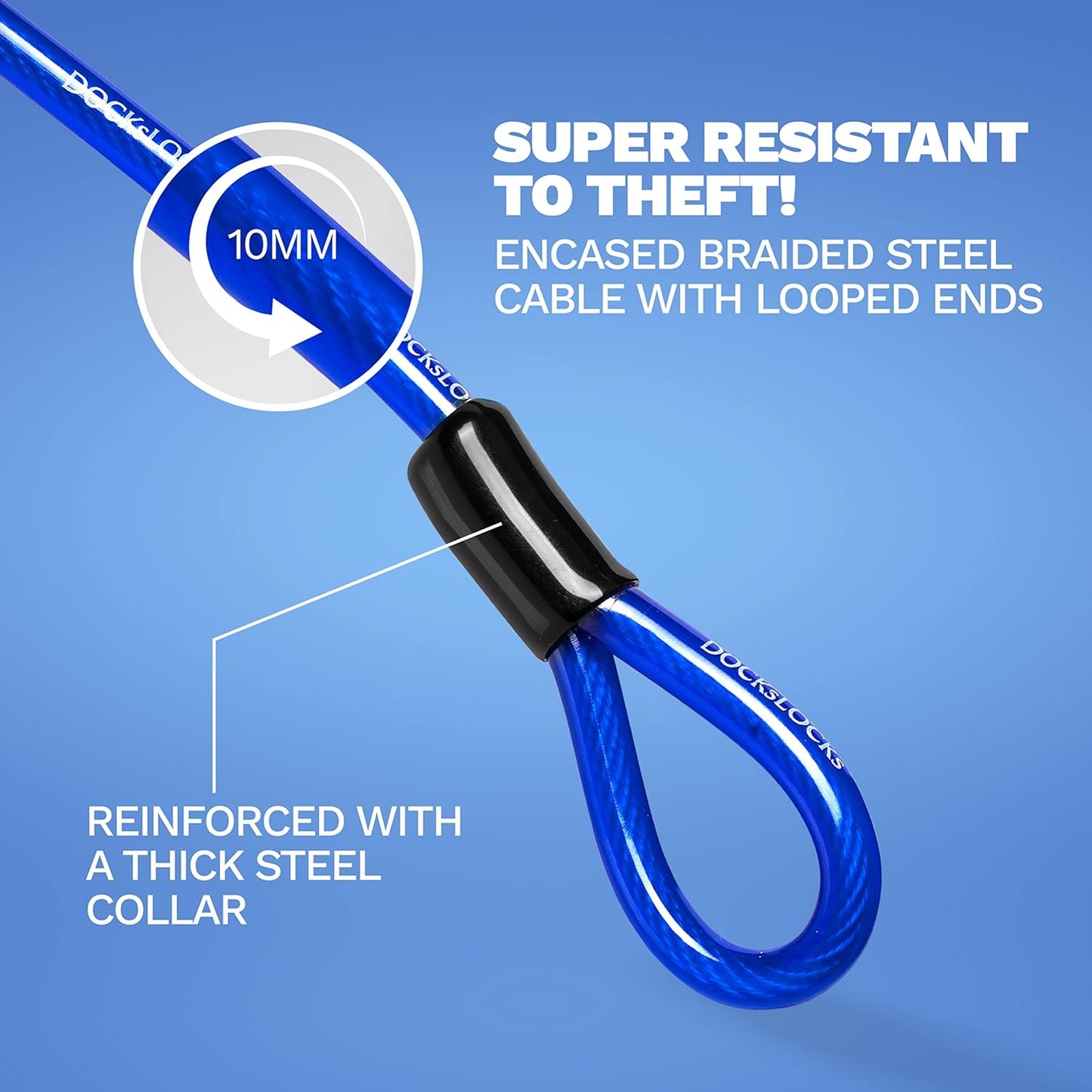DocksLocks Security Cable Lock Set - Keyless Anti-Theft U-Lock for Bikes & Equipment | Weatherproof, 5ft to 25ft Length