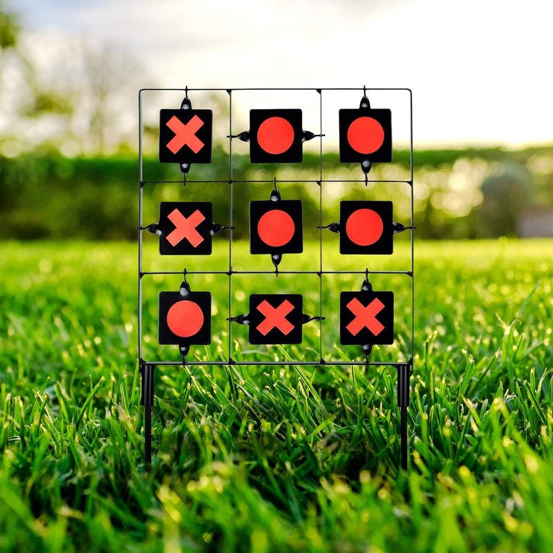 GearOZ Spinning Airsoft Target, 18"x9", Pellet Gun Targets, Air Rifle Targets, Tic-Tac-Toe Designed BB Gun Resetting Shooting Target Stand for Outdoor, Backyard