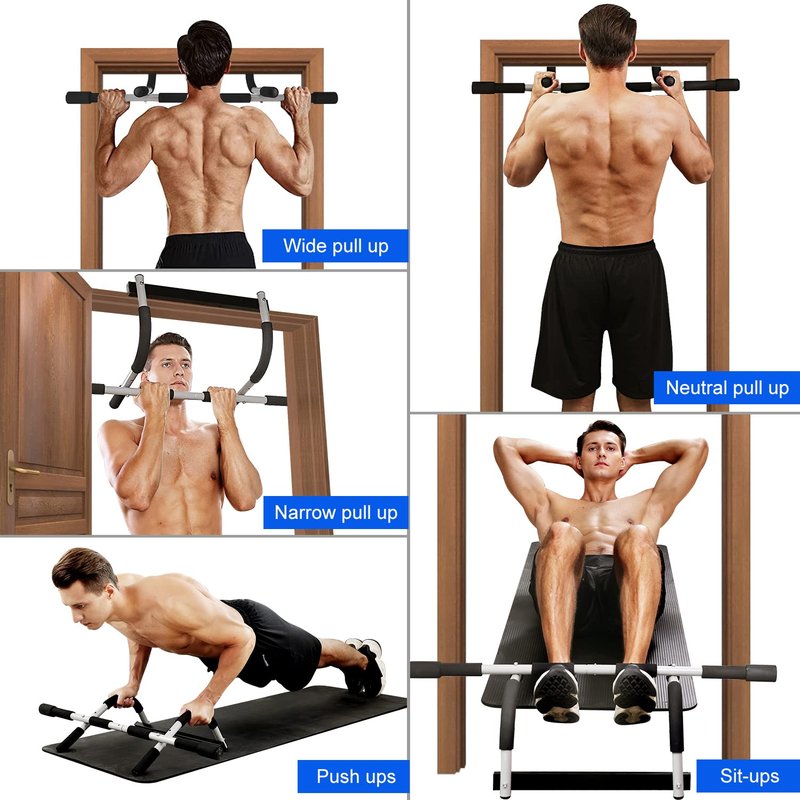 Doorway Pull Up Bar for Home Gym, Adjustable Width Chin Up Bars for Door Frame, Heavy-Duty Steel