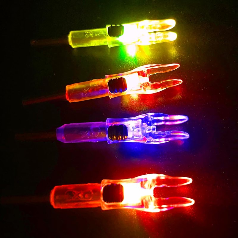 Lighted Nocks for Arrows - 12 Pack Universal Fit .204/.233/.244/.246 | ON/OFF Switch for Archery Hunting