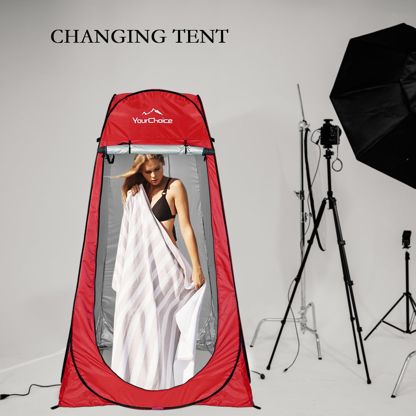 Your Choice Pop Up Privacy Tent, 3.9x3.9x6.2FT Portable Shower Tent for Camping, Waterproof Outdoor Changing Room with Carry Bag for Beach Hiking RV Fishing - Red