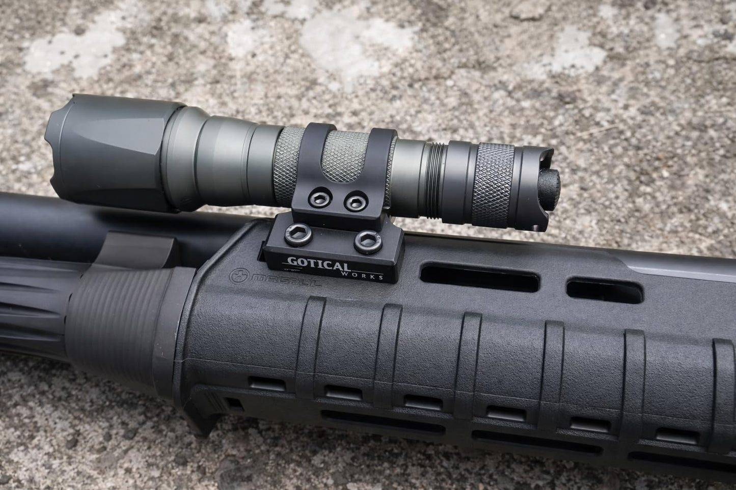 Gotical Offset Flashlight Mount 25.4mm 1" for and M Rail Systems Aluminum Black