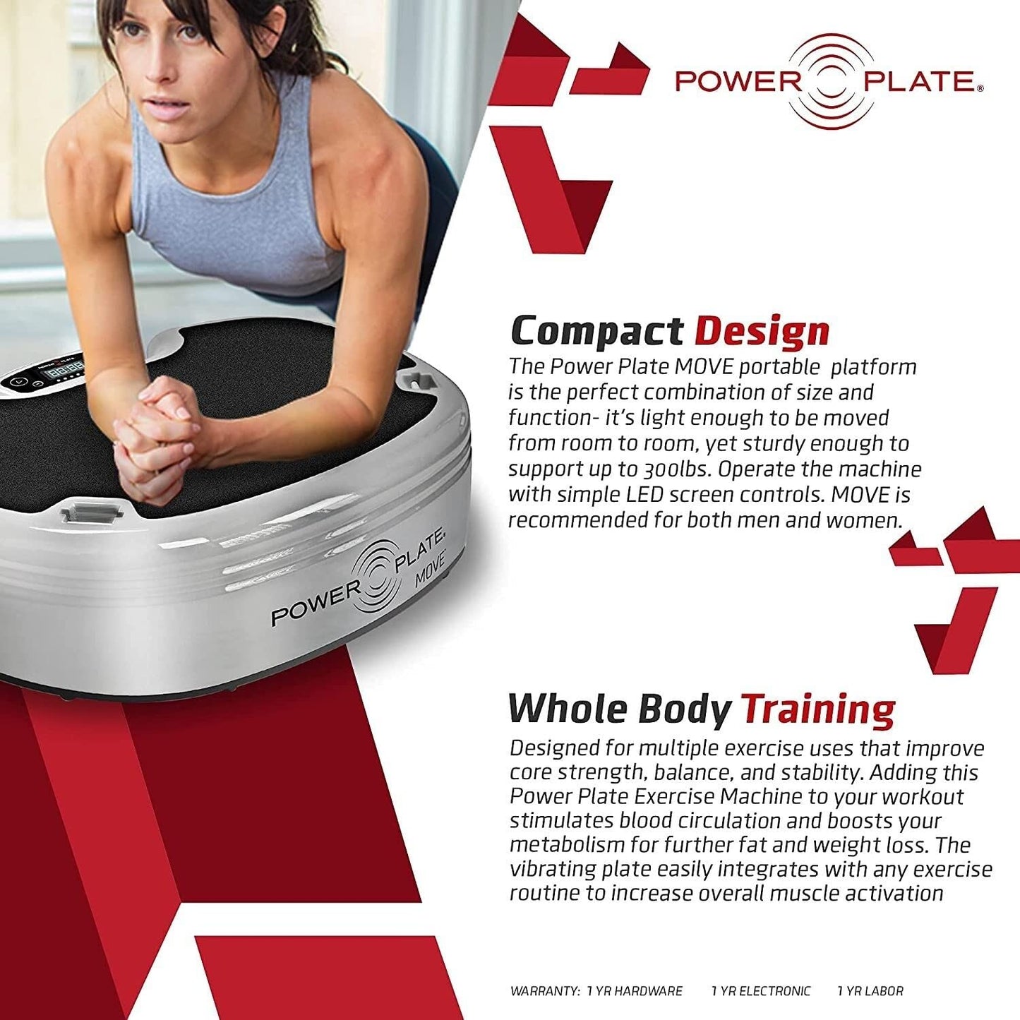 Power Plate Move Vibrating Exercise Platform, Increase Core Strength, Improve Balance and Stability, Black