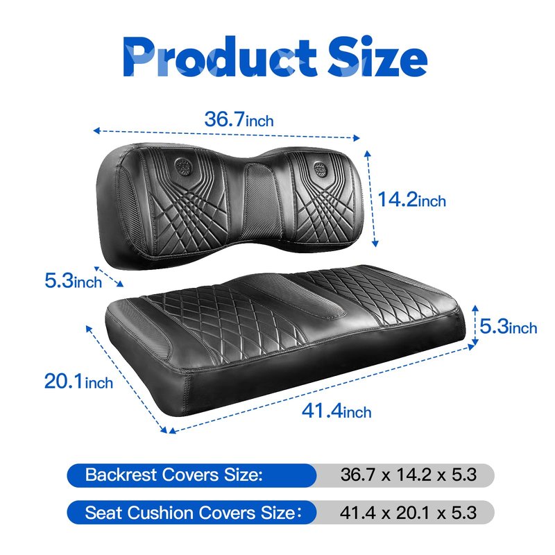 NOKINS Golf Cart Seat Covers, Fits YAMAHA/G29/Drive2 OEM Standard Front Seat Cushion, Yamaha Vinyl Seat Covers, No Stapler Required (Gradient Diamond Black&Black)