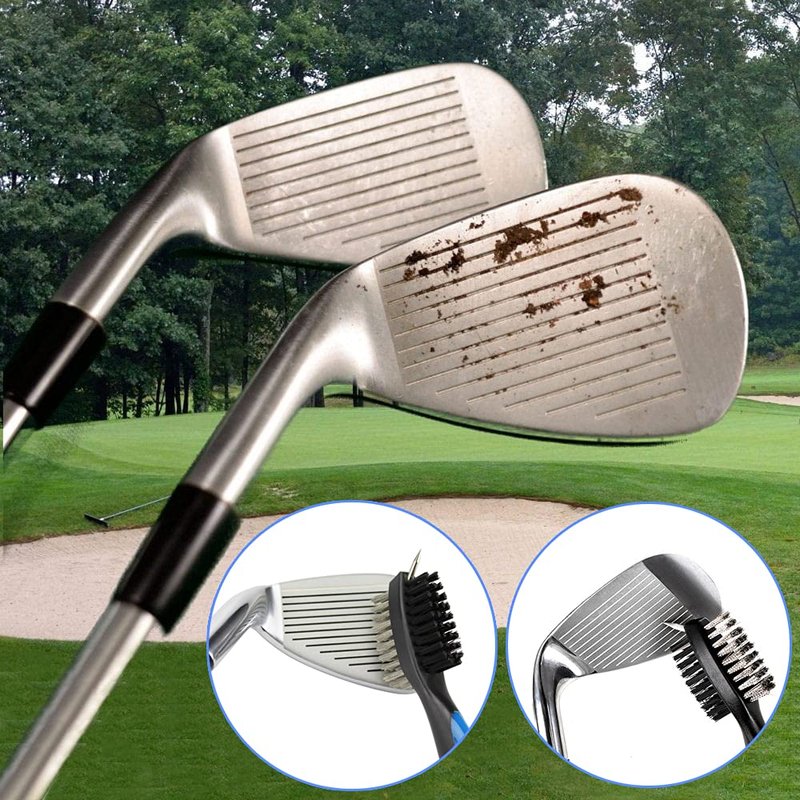 QINIZX 3 Pack Golf Club Brush and Club Groove Sharpener Cleaner Tool Set with Retractable Zip-line Carabiner, U & V-Grooves, Re-Grooving and Cleaning Tool Kit Portable for Golf Club Bag Accessories
