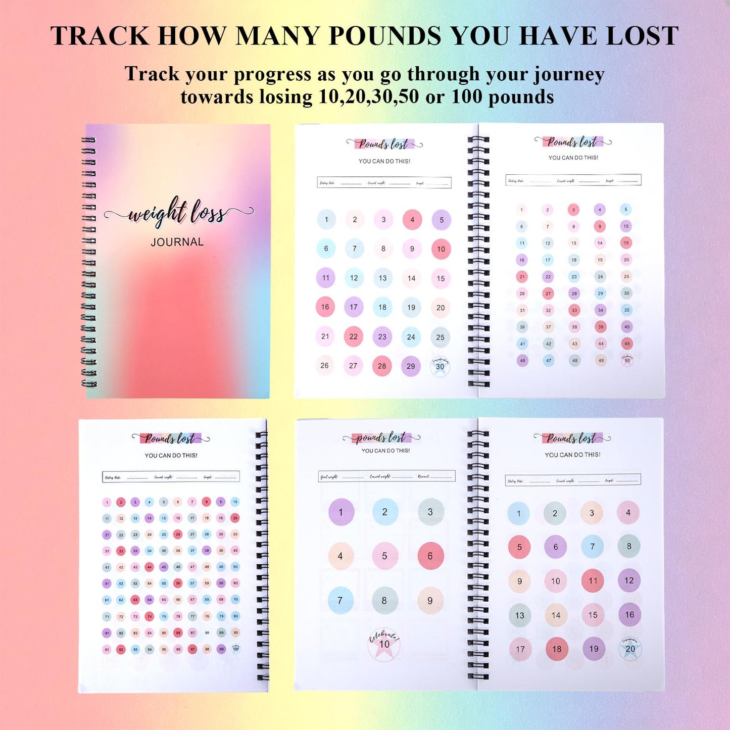 12 Month Weight Loss Journal for Women, Pounds Lost and Body Measurements Tracker - A5 (Spiral Bound), Weight Loss Tracker Planner, Body Weight Journal, Fitness and Exercise Log Book