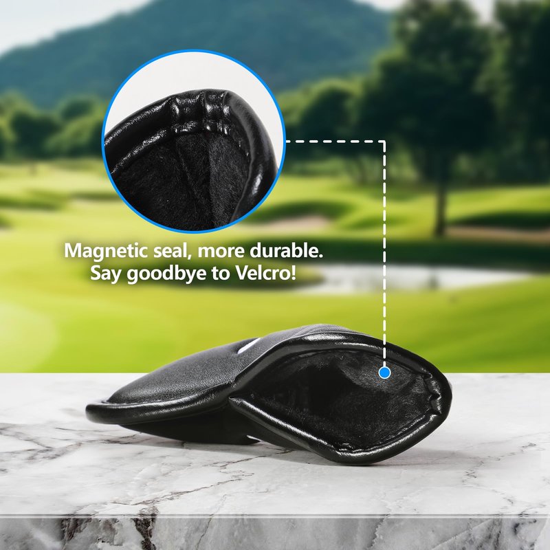 Ecsoiam Premium Synthetic Leather Golf Club Covers -Double-Sided Embroidered Golf Iron Covers with Magnetic Closure, Perfect Iron Covers for Golf Clubs, Durable and Stylish Protection for Your Clubs