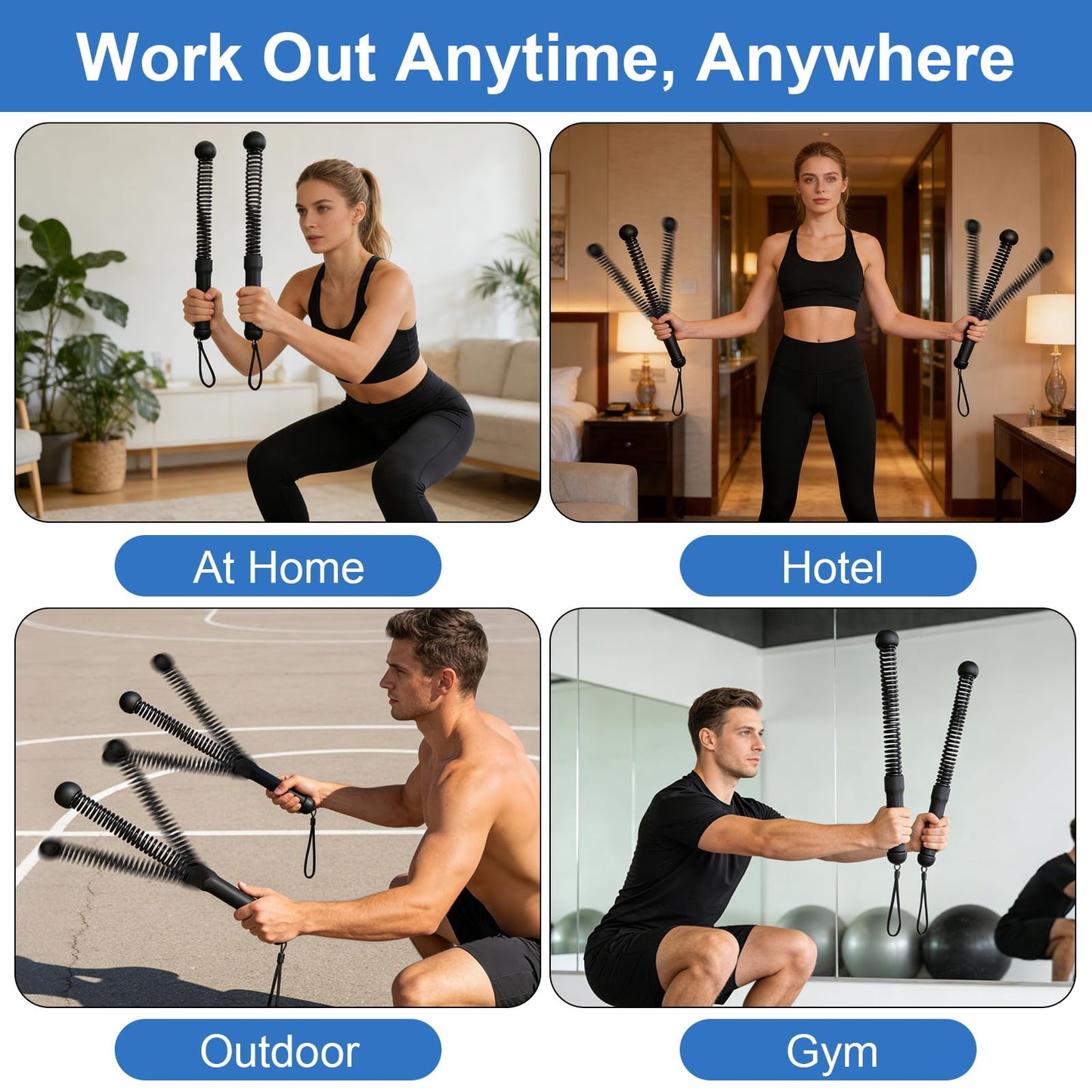 Ropeless Battle Ropes 2 Pcs Battle Rope Sticks Cordless Battle Ropes Ropeless Jump Rope Battle Rope Sticks for Home or Gym Style-B