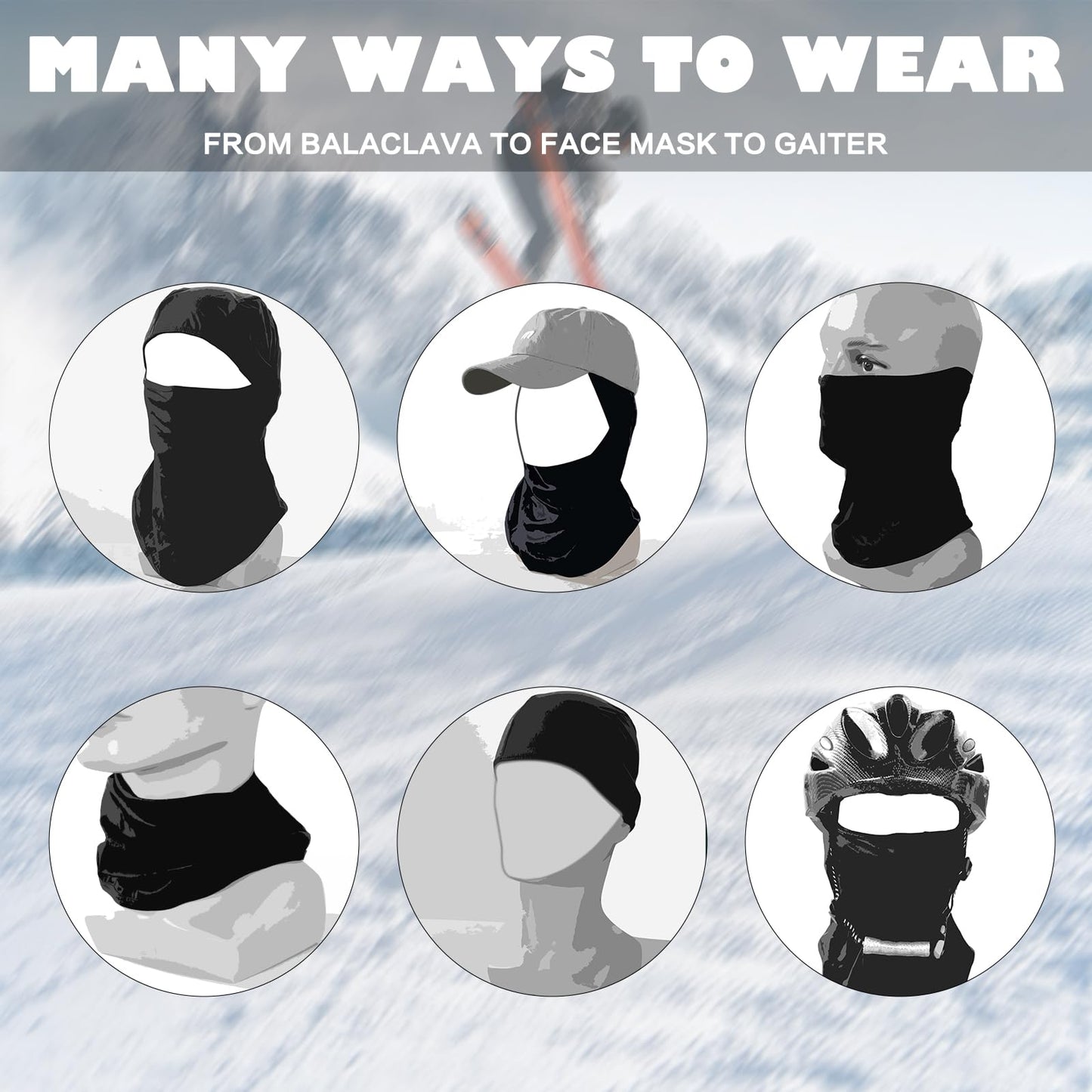 Achiou Ski Mask Balaclava Shiesty, Motorcycle Summer Ice Silk Thin Breathable UV Protection for Men Women