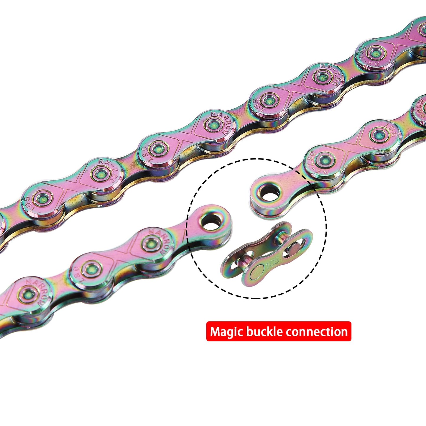 9 Speed Bike Chain,Suitable for Road Bicycles,Mountain Bike Accessories,Rainbow Color,116 Links,Compatible with Shimano/SRAM Mountain, Road Bike