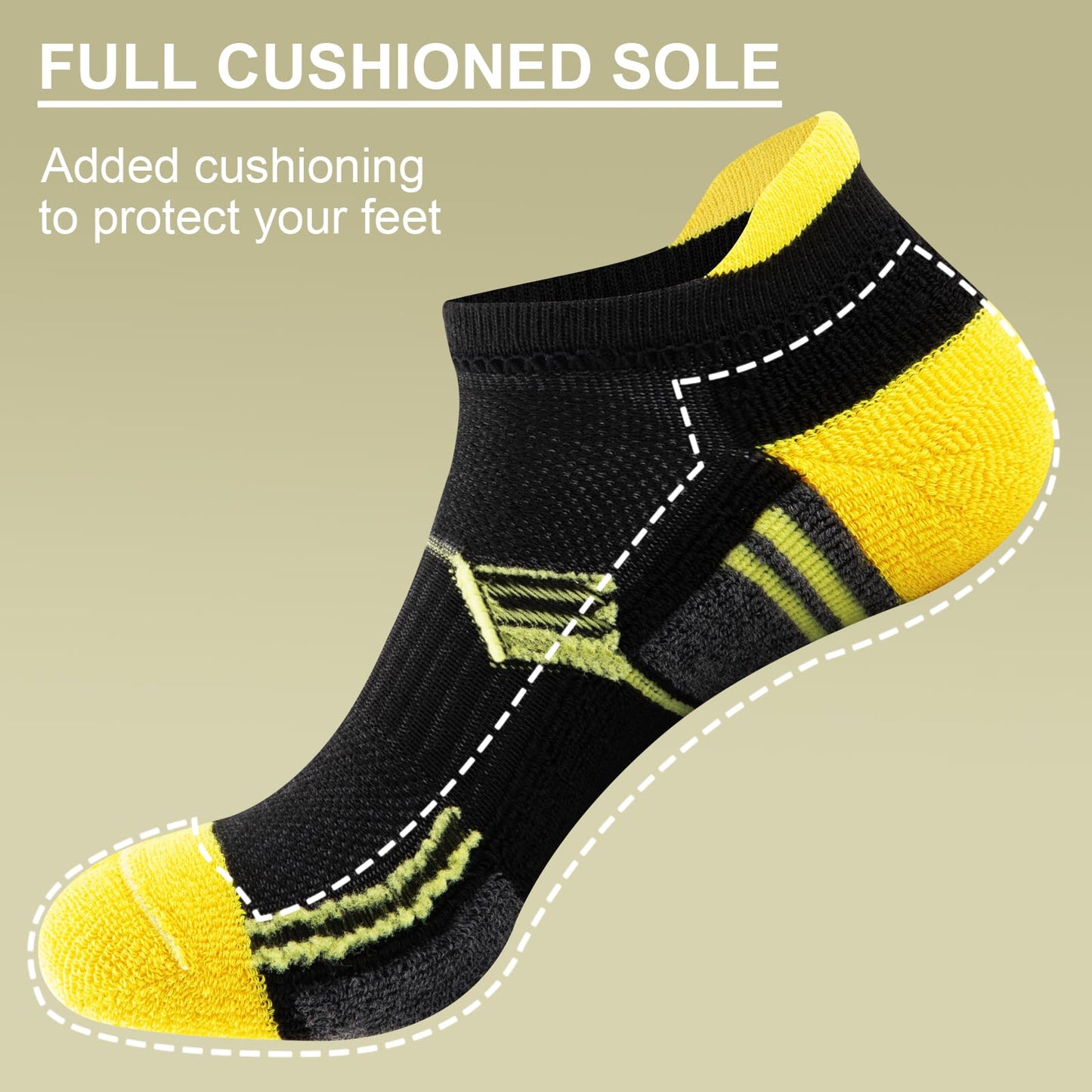 COOVAN Ankle Socks Womens Athletic Low Cut Thick Cushioned Running Socks with Tab 6 Pairs
