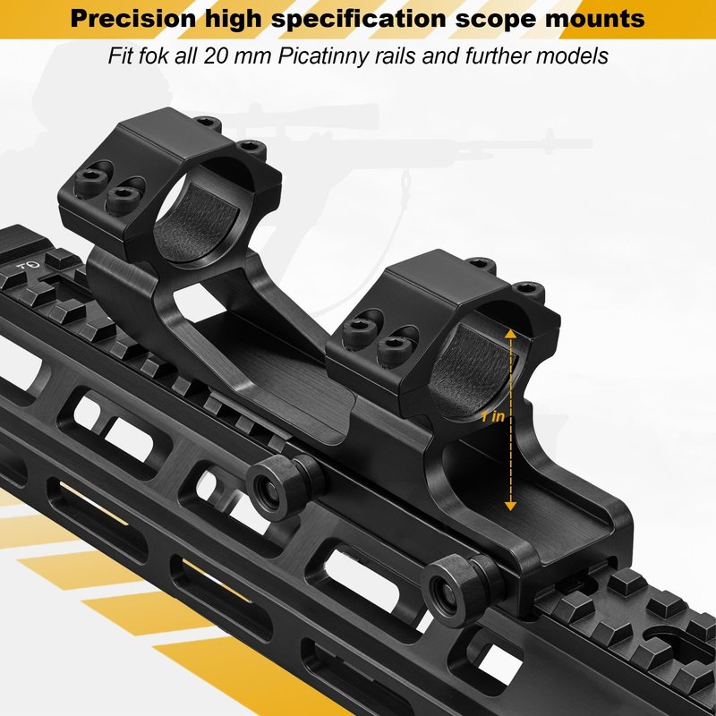 KKIKK 1 inch Scope Mount, 7075 Aviation Aluminum Sporting Optics, Cantilever Scope Mounts for Picatinny Rail