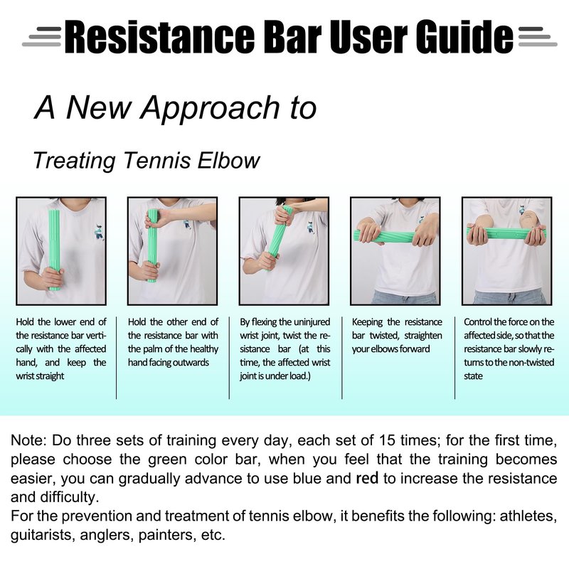 Flex Therapy Strengthener Bar for Tennis Elbow, Golfers Elbow, Tendonitis, Wrist, Forearms Pain Relief - Physical Therapy Resistance Bar (Grass Green)