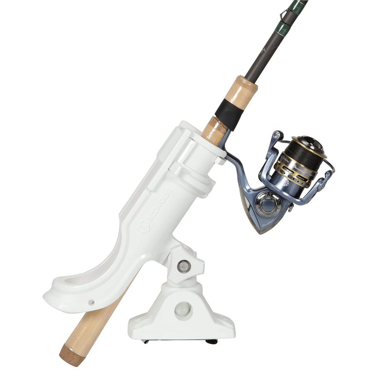 Attwood 5009W4 Heavy-Duty Adjustable Rod Holder, 180-Degree Vertical Adjust, Rapid-Release, White, Bait Casting/Spinning Reels
