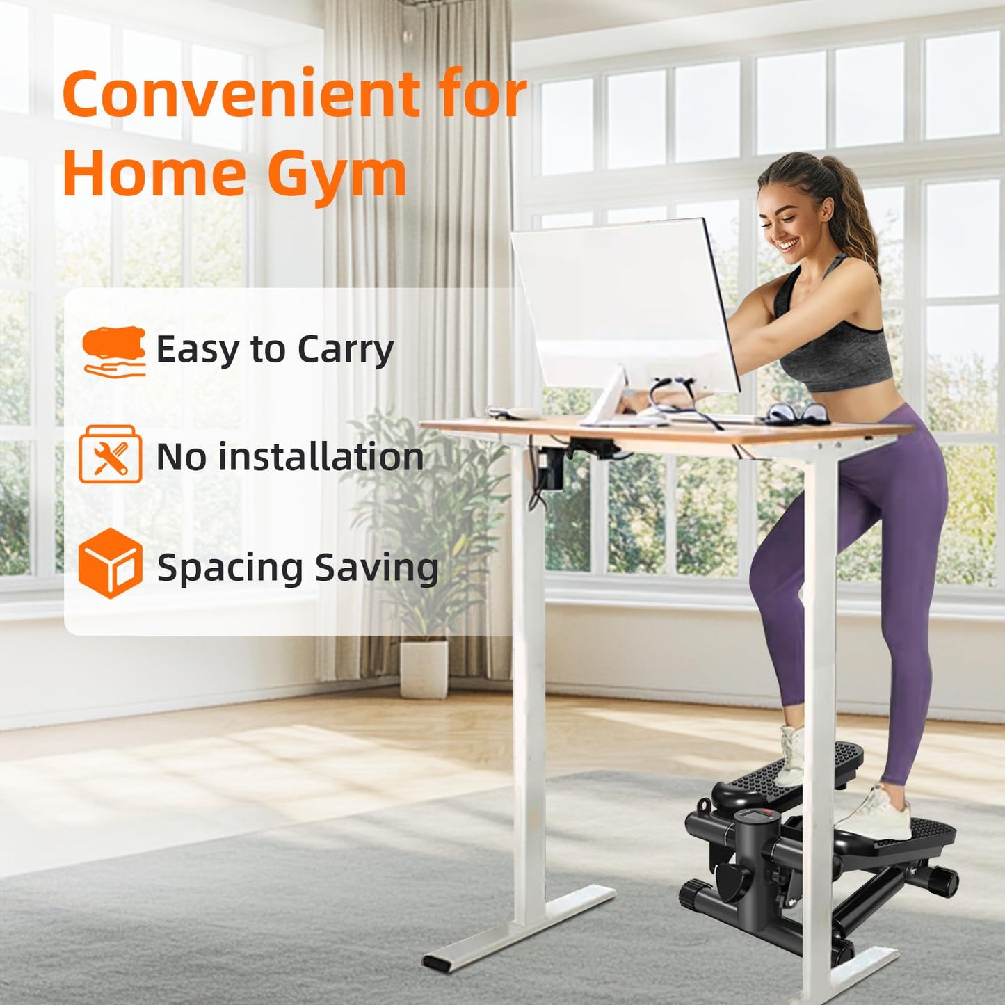 NAYSAYE Stepper for Exercise, Mini Stair Stair Stepper with 300LBS Loading Capacity, Fitness Stepper with LED Smart Display and Resistance Bands for Home Apartment Black