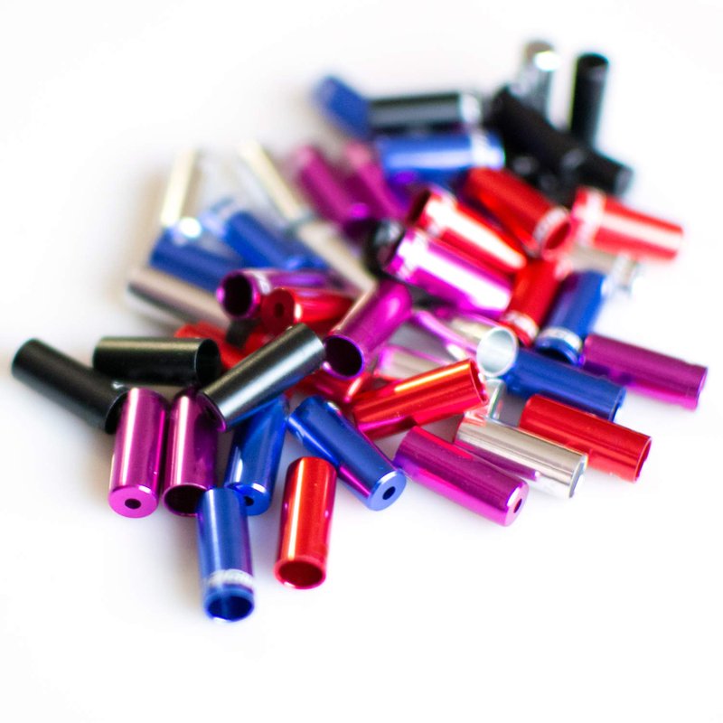 Farbetter 50pcs 4mm/ 5mm Aluminum Alloy Bike Derailleur Shift Brake Wire Cable End Cap, Bicycle Brake and Shifter Ferrule Kit, 5 Colors, 10pcs/ Color, 50pcs/ Bag (5mm)