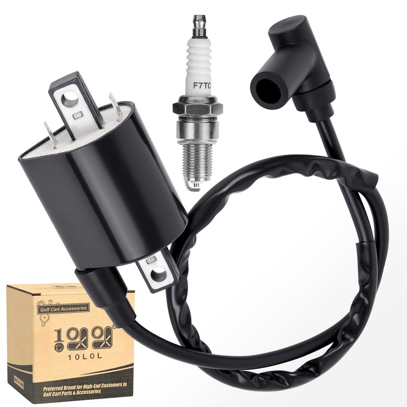 10L0L Golf Cart Ignition Coil & Spark Plug Kit for Yamaha G2 G5 G8 G9 G11 G14 Models, Replaces OEM J38-82310-20-00, Easy Installation Durable Performance