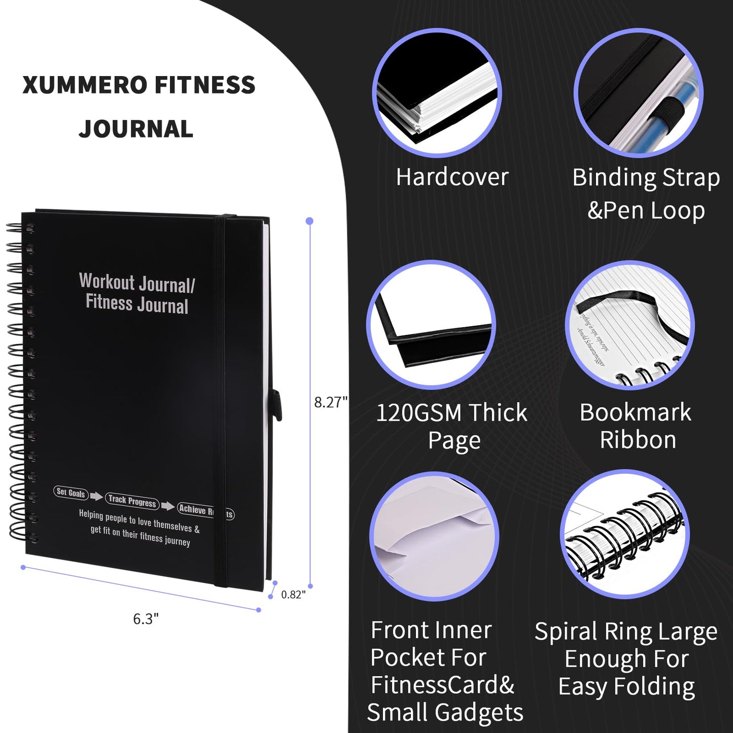 Fitness Journal and Workout Planner for Women & Men - Workout Log Book for Track Progress, Weight Loss - Home Gym Essentials for Training Monitoring