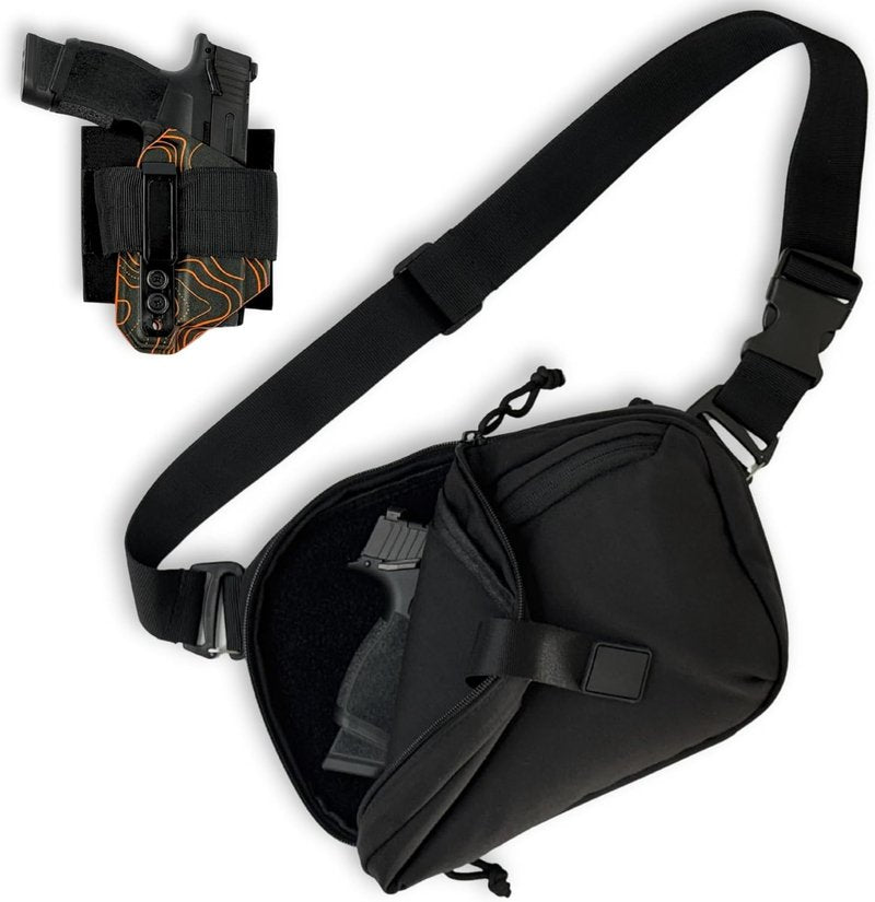 Concealed Carry Sling Bag - Full Size Tactical EDC Crossbody Bag with Quick Access | Includes IWB Holster Adapter