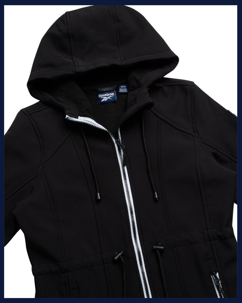 Reebok Womens Soft Shell Jacket - Lightweight Polar Fleece Lined Zip Up Hooded Jackets for Women Perfect for Fall Weather, Size X-Large, Black