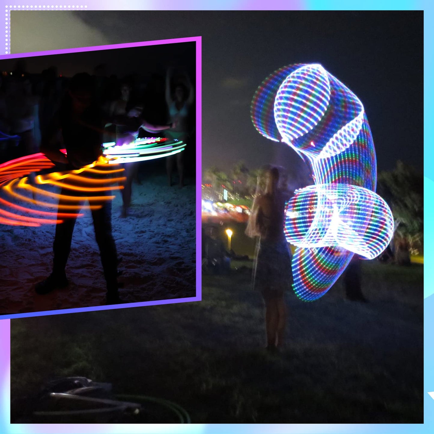 Jerify 4 Pcs LED Hoop Light up LED Glowing Lights Fitness Exercise Hoops 10 Color Changing Exercise Glowing Hoop for Halloween Party Favors Dance Dark Fitness (36 Inch)