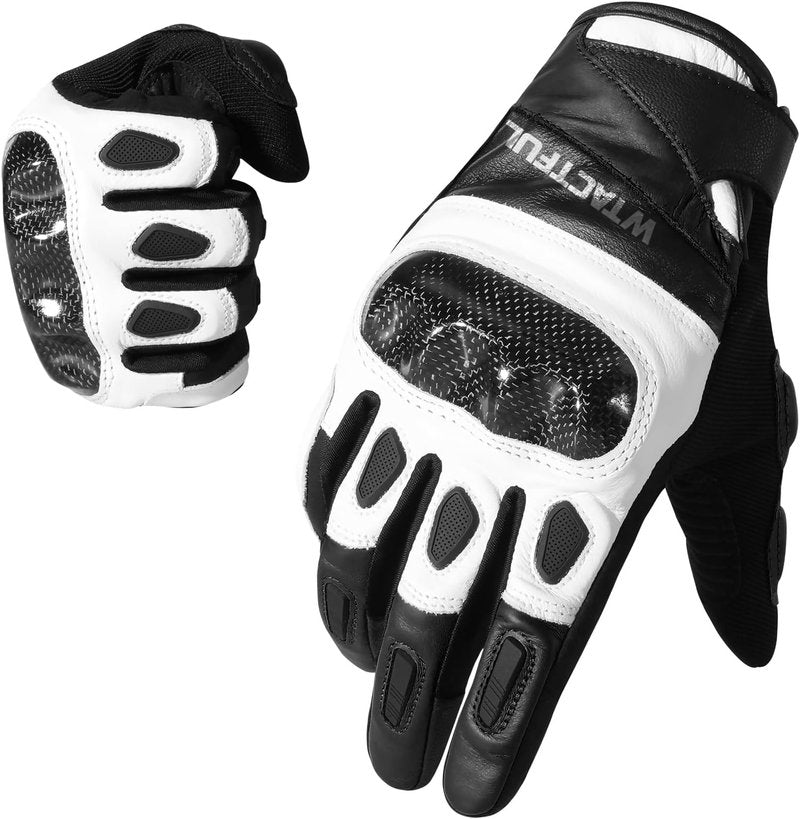 Goatskin Leather Motorcycle Gloves - Carbon Knuckle Protection & Comfort | Durable & Stylish