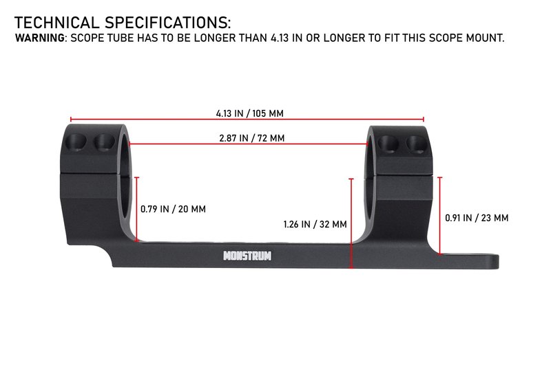 Monstrum One Piece Scope Mount for Marlin 336/1894/1895 Series Lever Action Rifles | Low Profile | 1 Inch Diameter