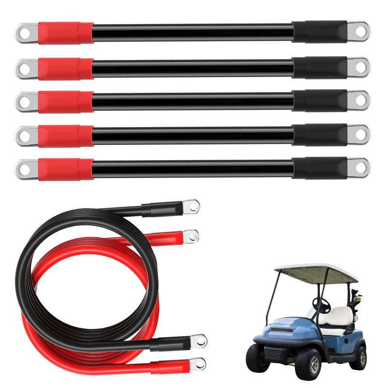 TOTITOM Battery Cables, Golf Cart Heavy Duty Battery Cable, 7 PCS 4 Gauge Pure Copper Golf Battery Wiring Cables Kit for 36v & 48v Club Car DS 1994-Up