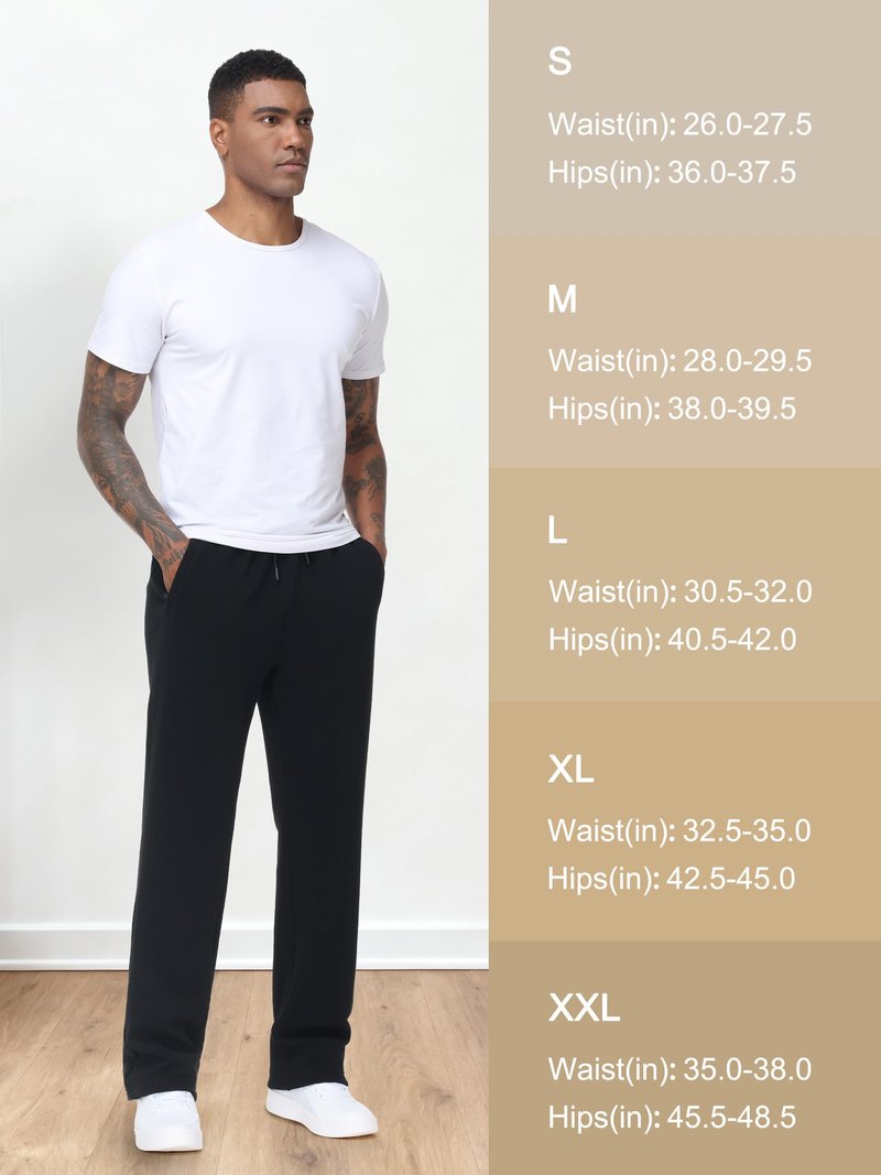 SEVEGO Tall Mens 34"/36"/38" Inseam Fleece Lined Winter Sweatpants Zipper Pocket Warm Extra Long Joggers Workout Pants,Black,L