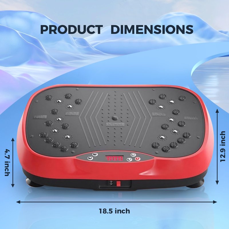 WANKO Vibration Plate Exercise Machine - Shake Plate Vibration Platform with 2 Pull Ropes - Lymphatic Drainage Machine for Shaping, Wellness, Recovery, and Weight Loss for Men and Women (Red)